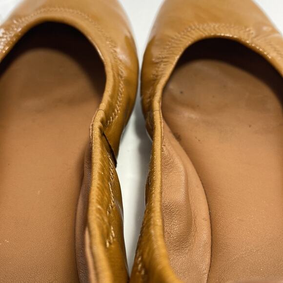Tory Burch Eddie Ballet Flats Royal Tan Patent Leather Slip On Size 6.5 Medium - Picture 13 of 14